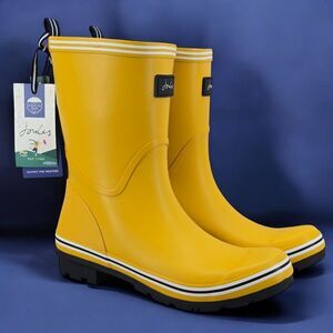 New Joules Rain Boots Mid Calf Coastal Gold Yellow Size US:‎ 11 UK: 9